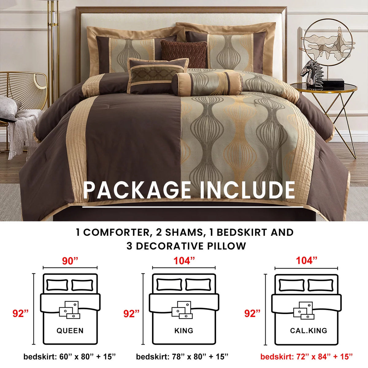 Brown 7 Piece King Comforter Set Z557402