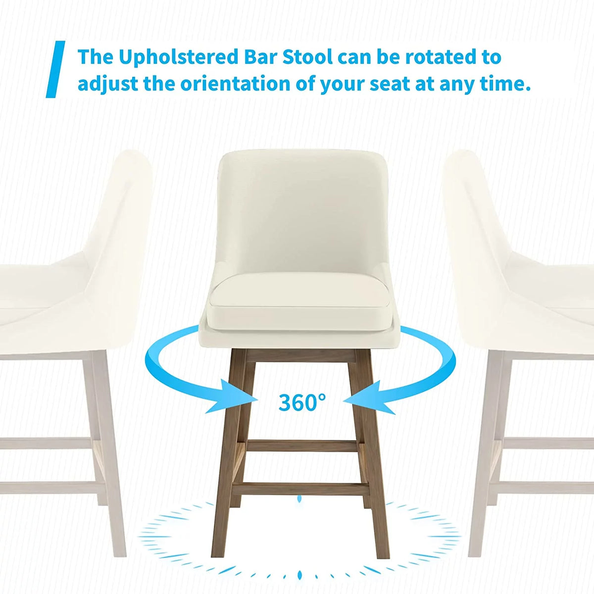 26" Swivel Solid Wood Faux Leather Bar Stools Set of 4 O60616