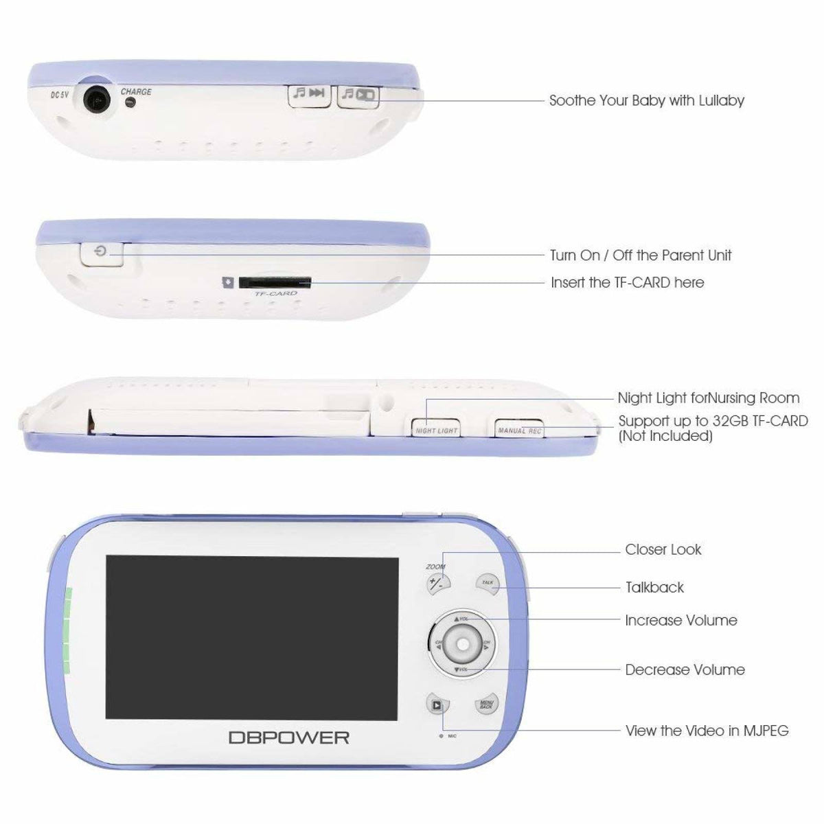 4.3" LCD Video Baby Monitor with 270 Pan-Tilt-Zoom O973
