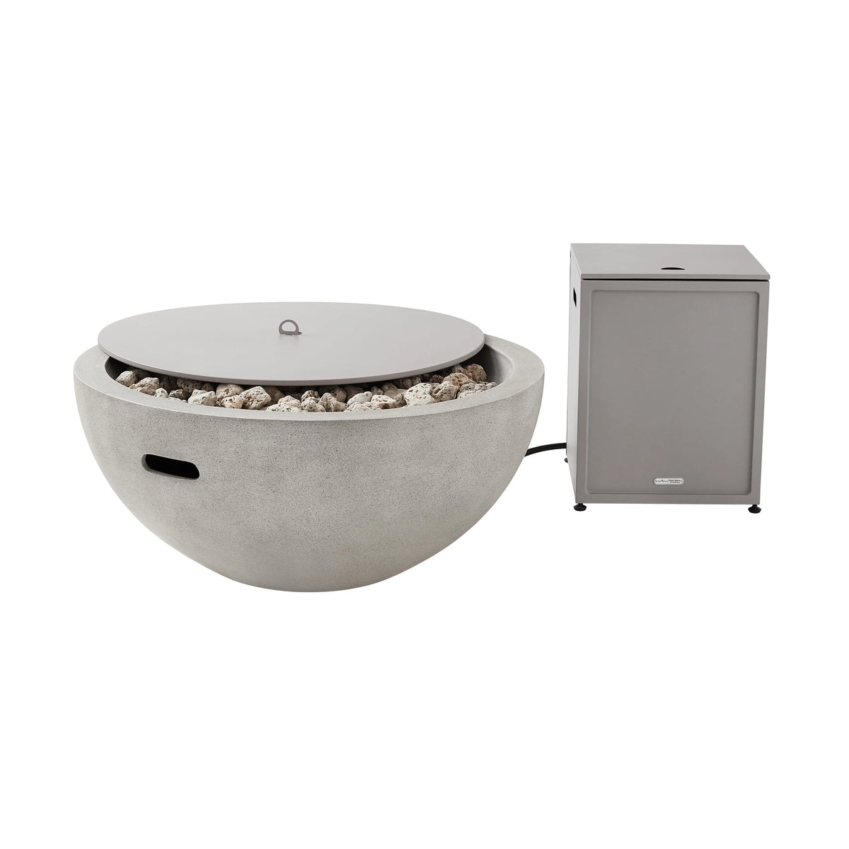 36 Round 65,000 BTU Propane Faux Concrete Fire Pit with Tank Hideaway B74499