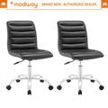 Black Ribbed Armless Swivel Office Chair 2-Pack A71028