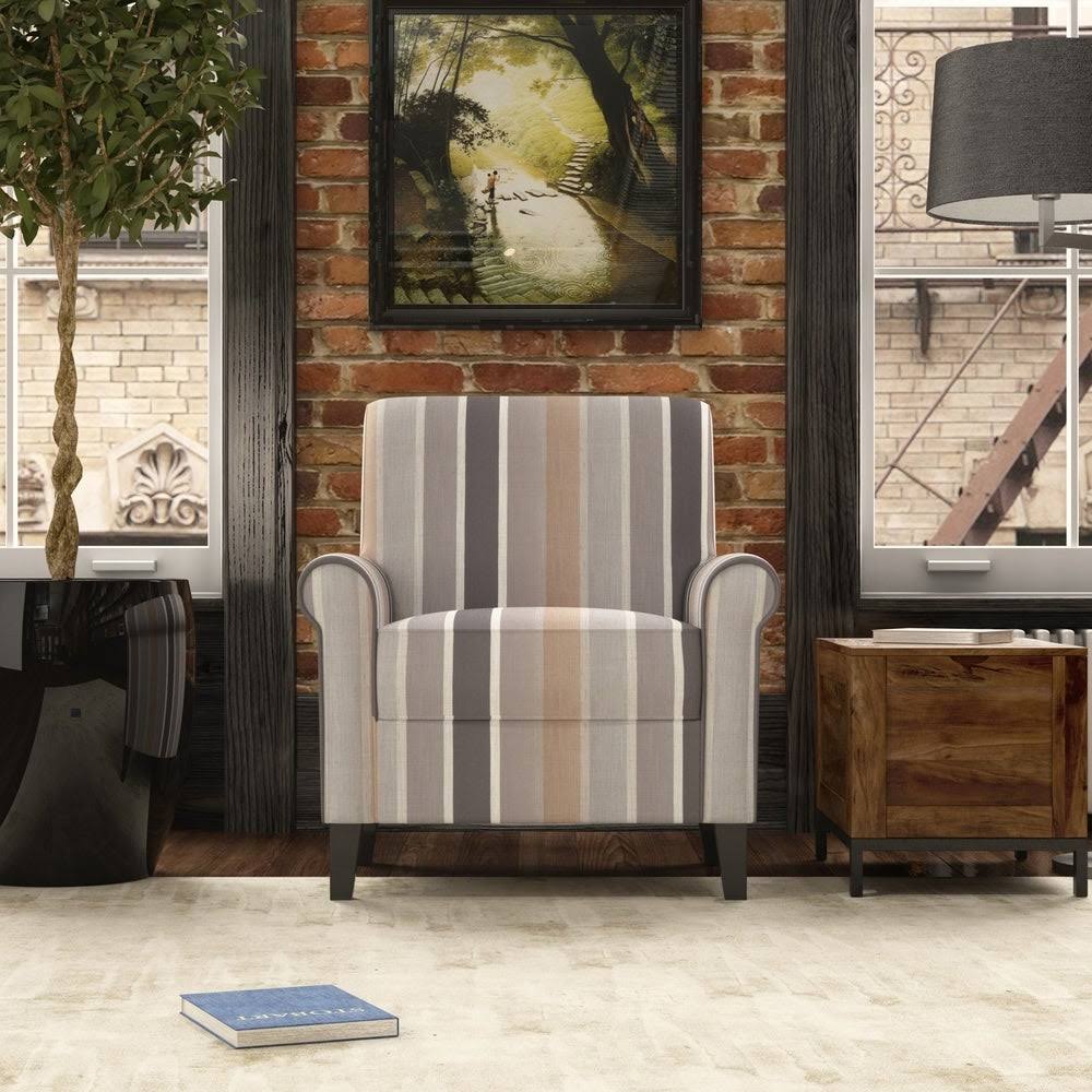Rolled Arm Chair Striped Pattern Z99711