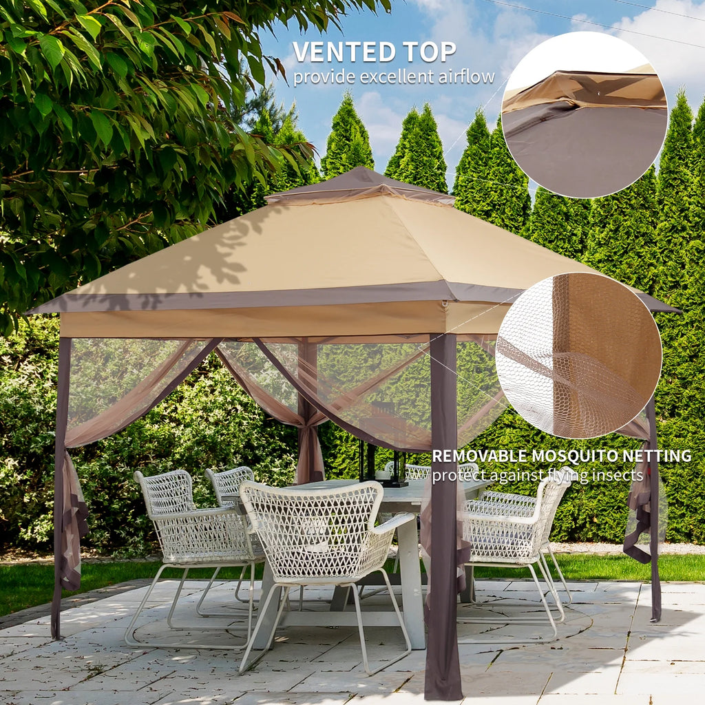 11 x 11 ft Pop up Gazebo Canopy with Mosquito Netting & Carrying Bag, Navy Blue Q1475