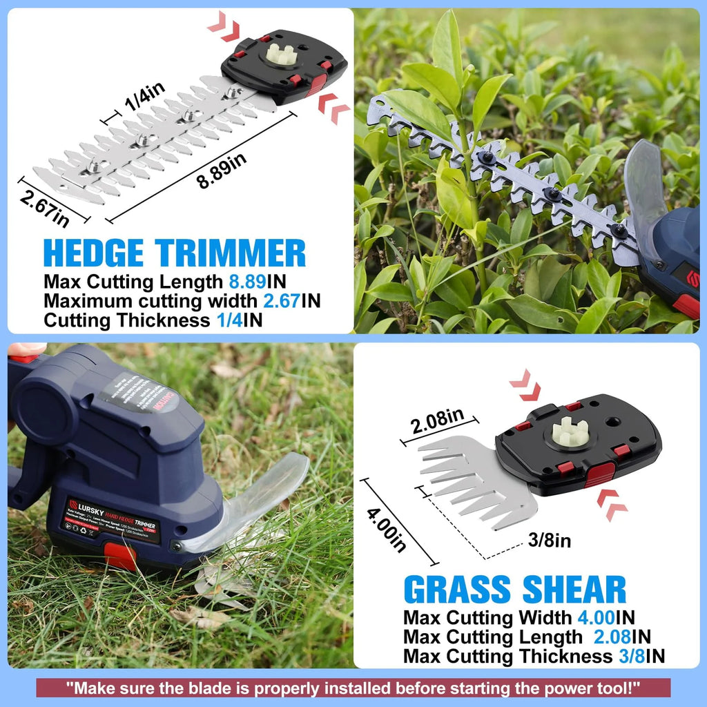 Cordless Hedge Trimmer 2-in-1 Grass Shears and Shrub Trimmer 21V Blue P173
