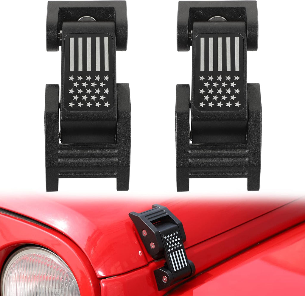 Stainless Steel Latch Locking Hood Catch Kit for Jeep Wrangler JK JKU (Silver) Pack of 2 B83541
