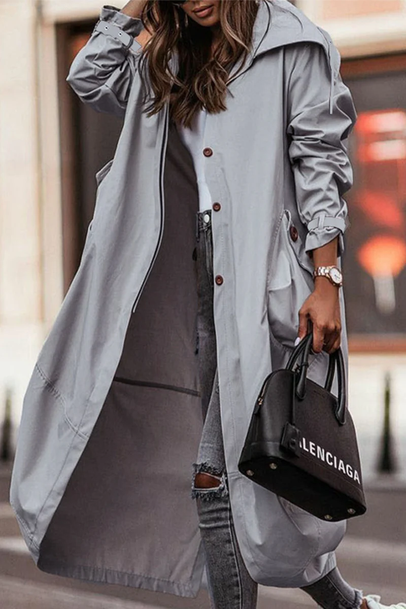 Solid Patchwork Turndown Collar Outerwear I361