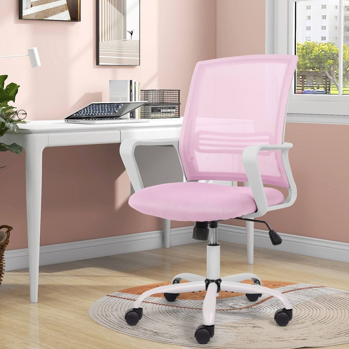 Blue Adjustable Desk Chair with Swivel Casters W42237