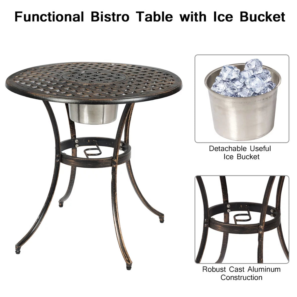 3 Pc Patio Dining Set with Ice Bucket T128