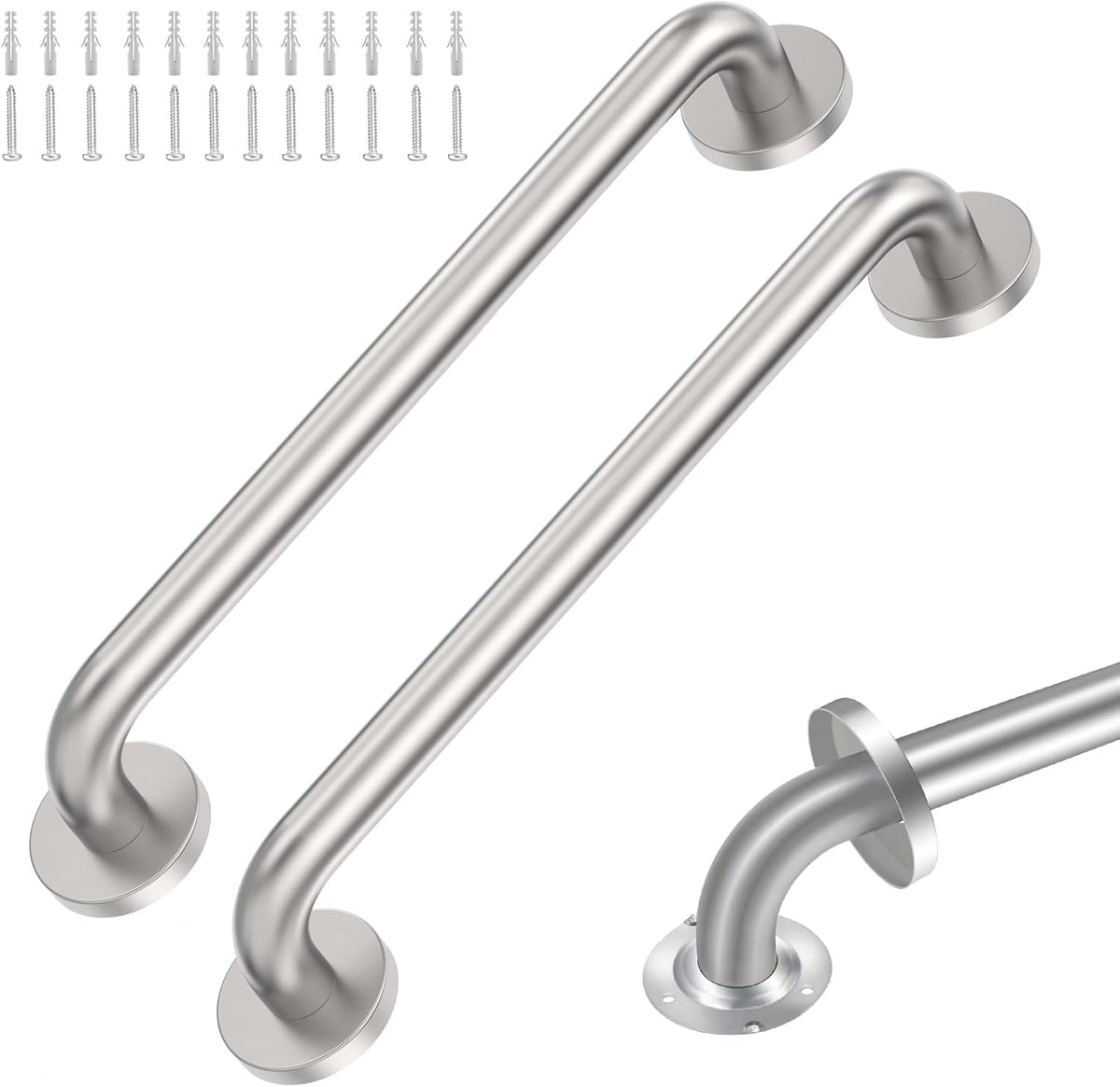 2 Pack Brushed Nickel SUS304 Safety Bathroom Grab Bars with Concealed Screws Y5489