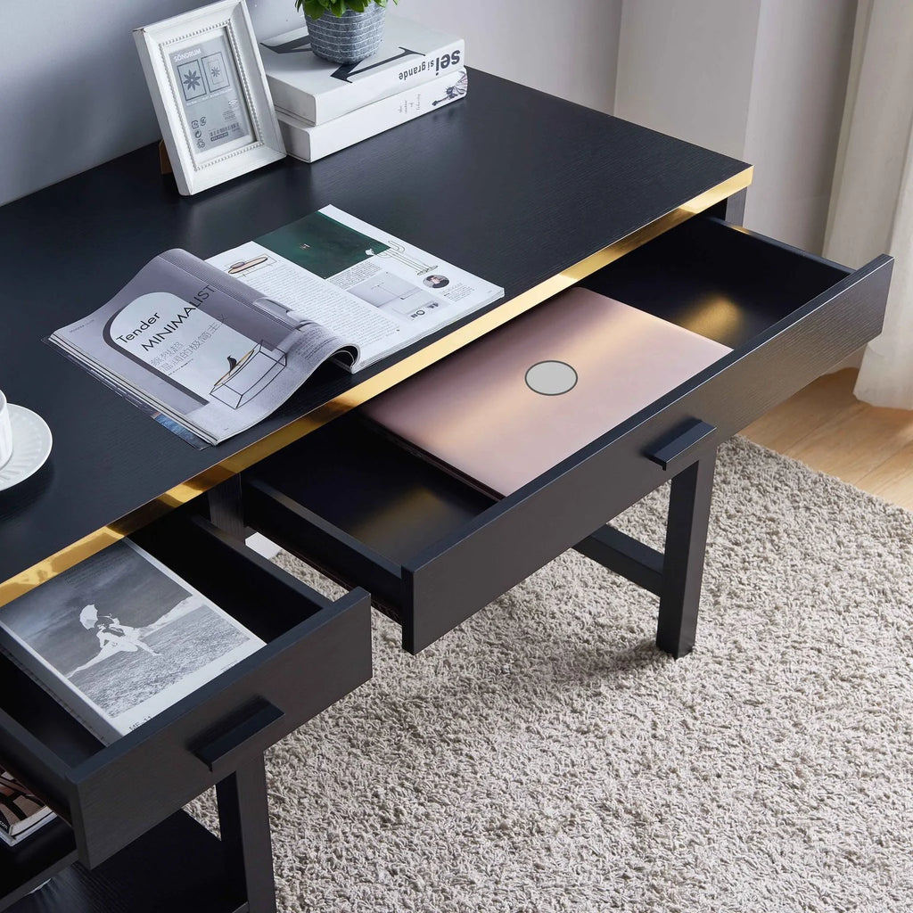 Black Computer Desk with 2 Drawers P65180