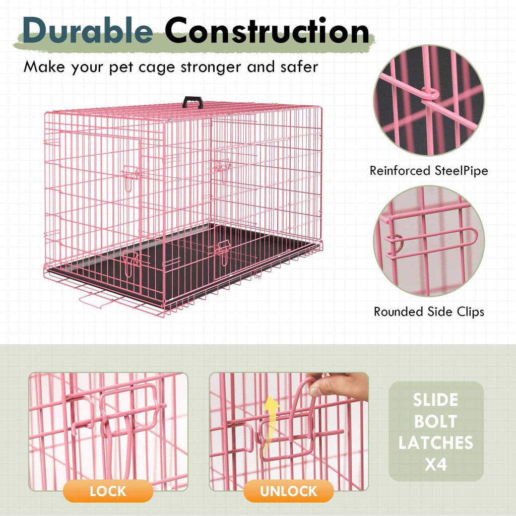 Large Metal Dog Crate Kennel with Divider T21529