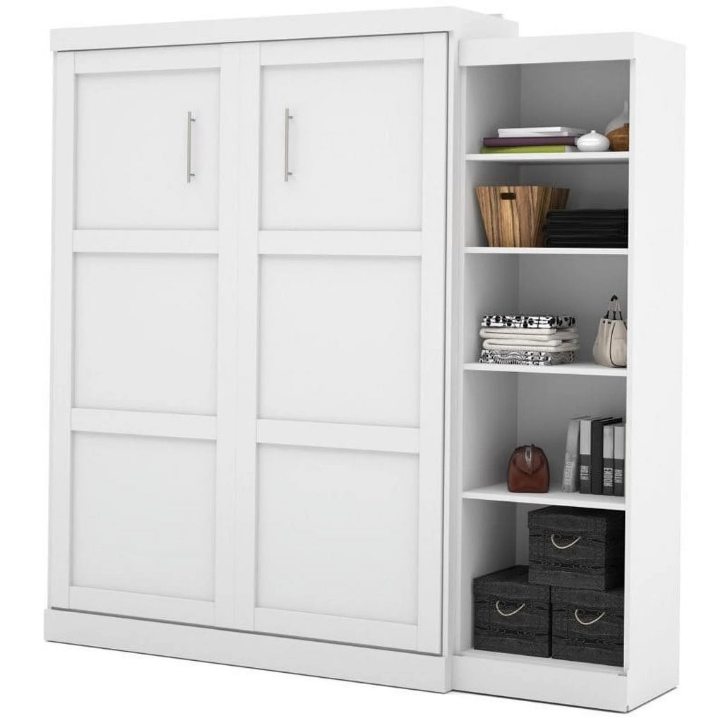 Queen Wall Bed with Storage in White I2317