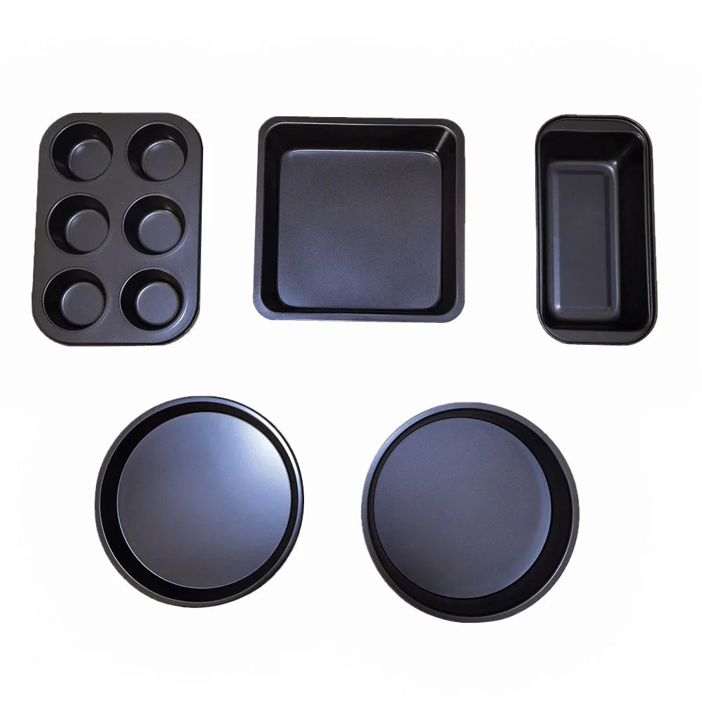 5pcs Baking Pan Baking Tools Pizza Toast Pans (Black) S3560
