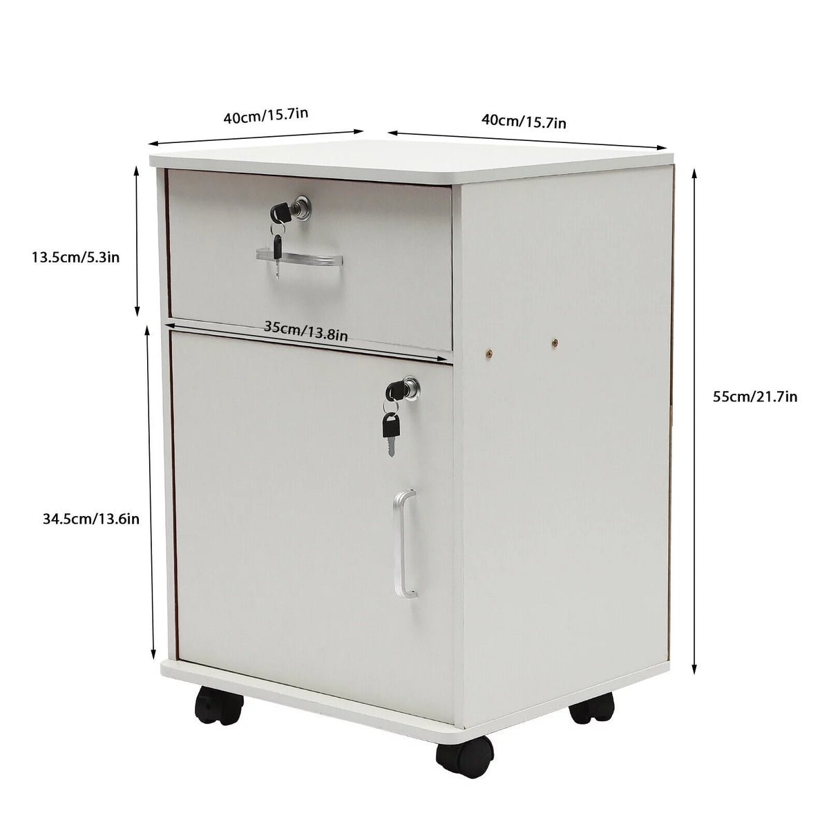 2 Tier Rolling File Cabinet with Lock Q8389