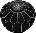 Leather Ottoman Pouf Cover, Hand Stitched, Unstuffed T9950