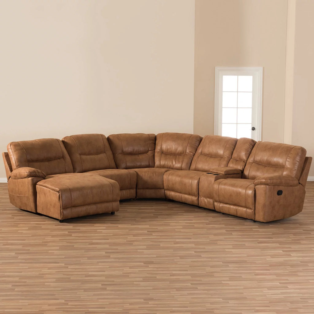 Light Brown 6 Piece Reclining Sectional L79255