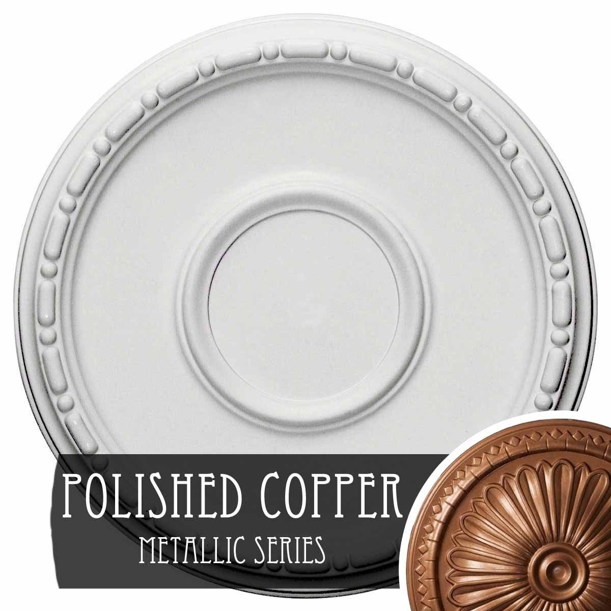 16 1/2x22OD x 1 1/2x22P Hand-Painted Polished Copper Ceiling Medallion F665083