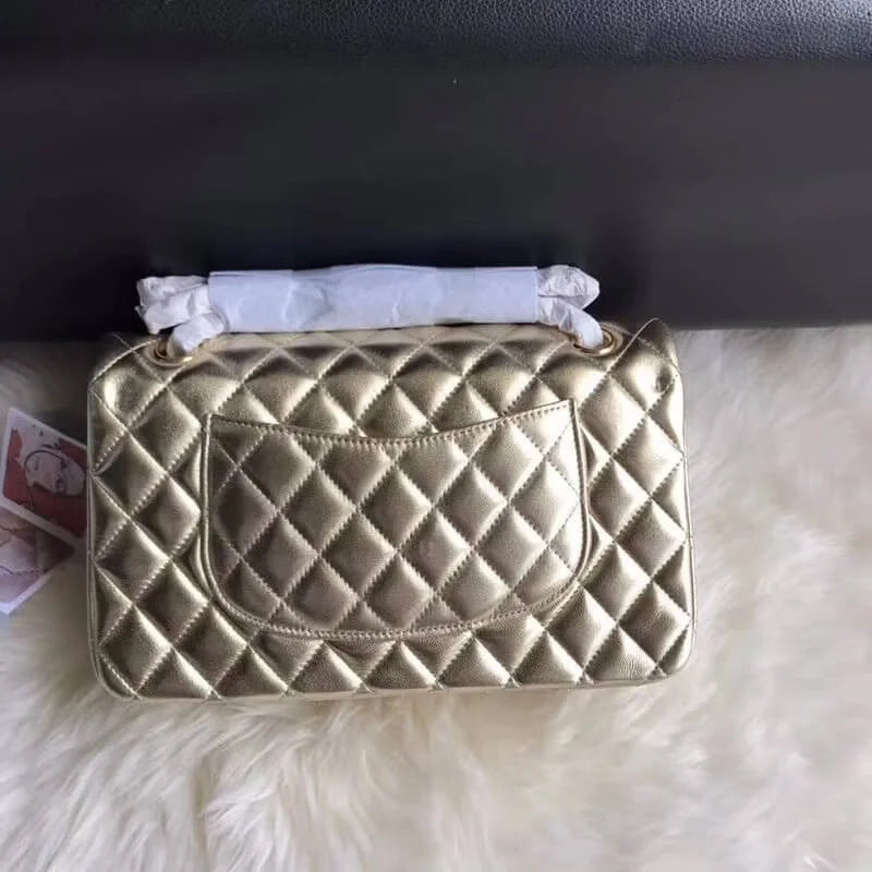 Gold Medium Size Lambskin Leather Flap Bag X55003