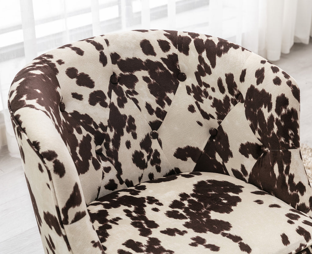 Modern Barrel Accent Chair, Velvet Curved Back Upholstered Single Sofa Club Chair with Button Tufting and Nailhead Trim H831584