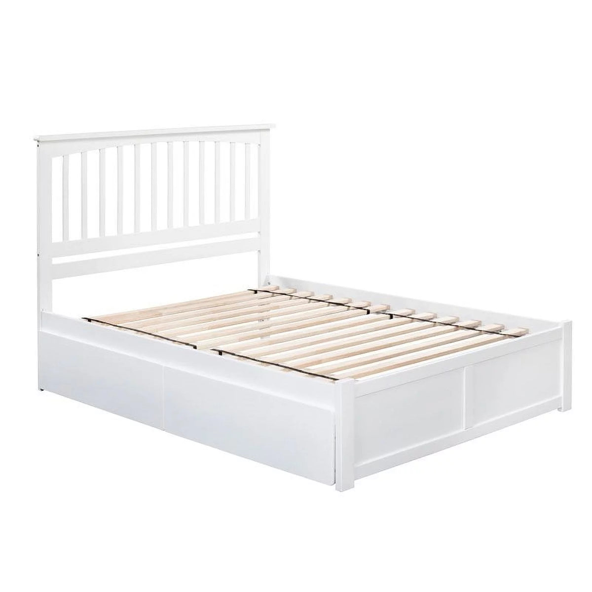 White Solid Wood King Storage Bed T1411