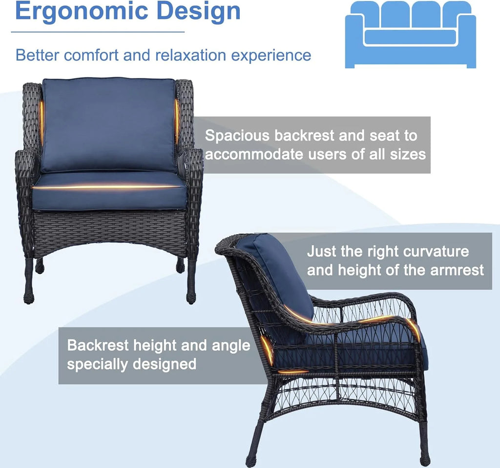 Navy Blue Outdoor Rattan Chairs Set of 2 Z6722