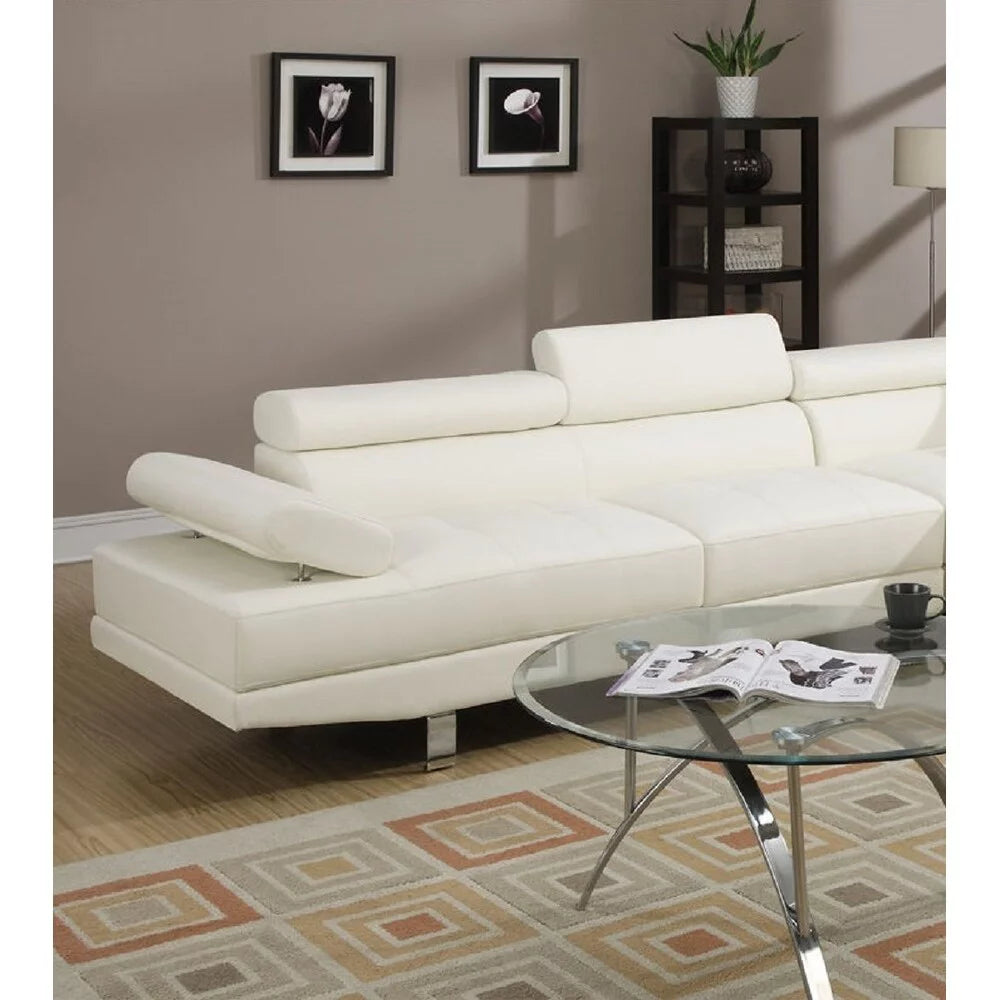 Faux Leather Sectional Sofa with Adjustable Headrest M906224