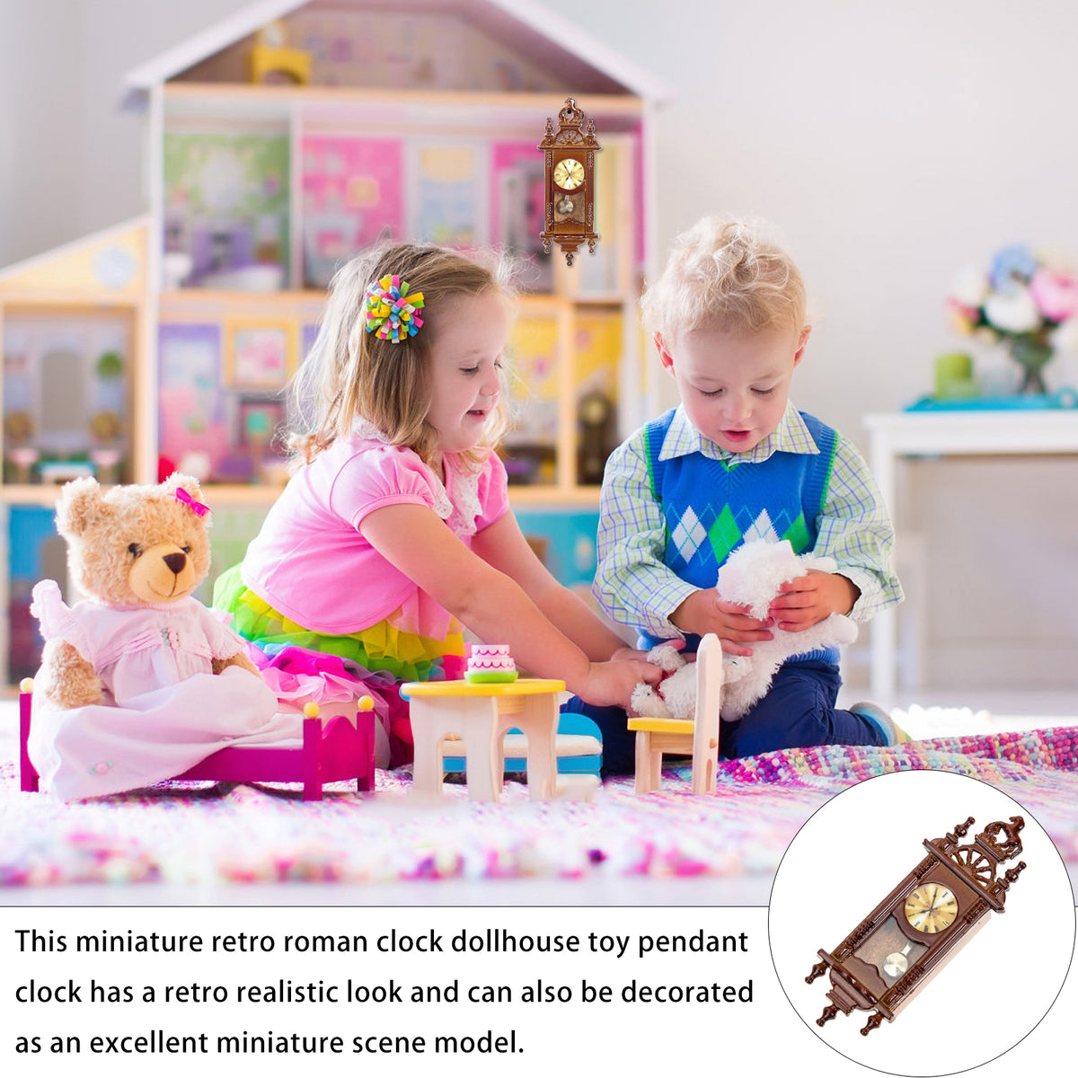 Metal Dollhouse Clock Furniture Miniature Toys N356438