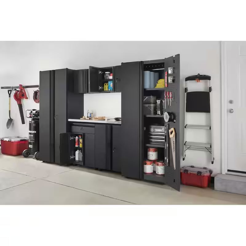 7-Piece Welded Steel Garage Storage System in Black U919478