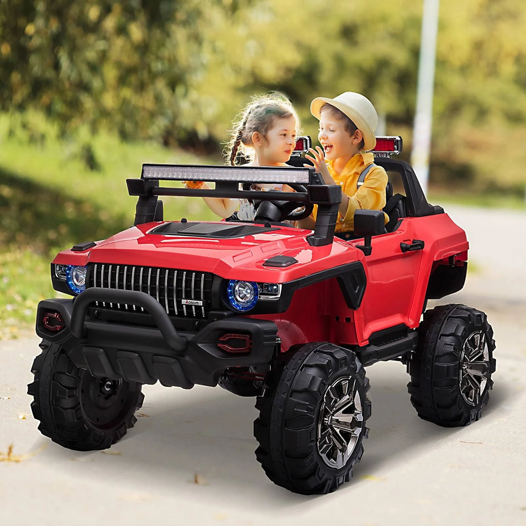 Red 12V Kids Electric 2-Seater Ride on Police Car SUV Truck Toy with Parental Remote Control Z561429