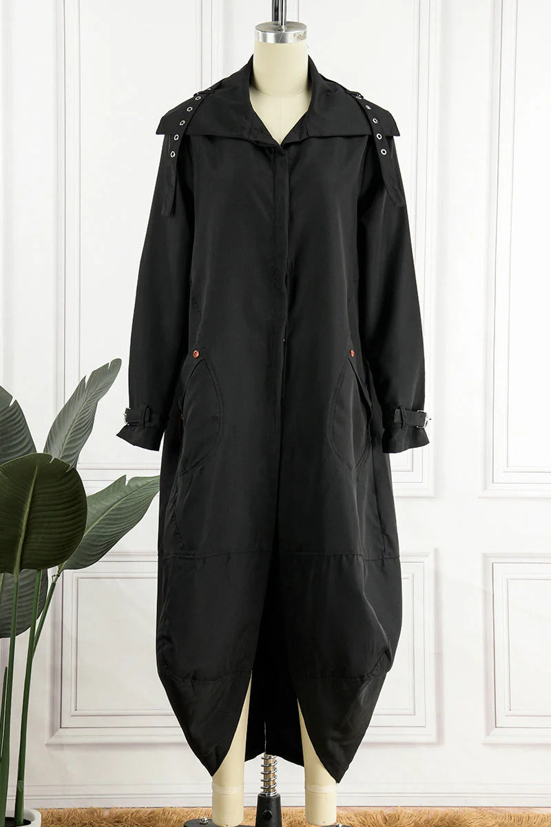 Solid Patchwork Turndown Collar Outerwear I361