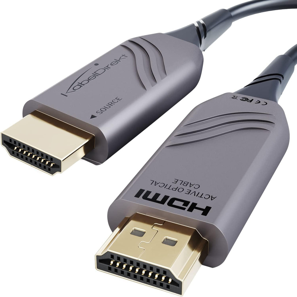 25ft 8K HDMI 2.1 Optical Ultra High Speed HDMI Cable, Gray/Black, Pack of 2 W367