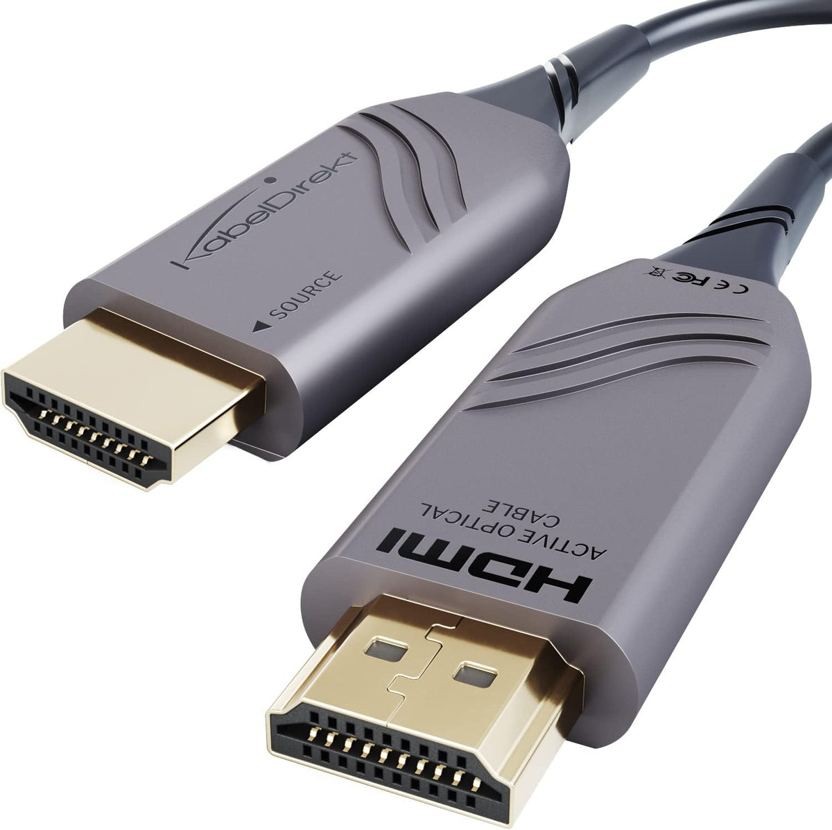 25ft 8K HDMI 2.1 Optical Ultra High Speed HDMI Cable, Gray/Black, Pack of 2 W367
