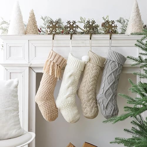 4 Pack 18 Inch Cable Knit Christmas Stockings B4798