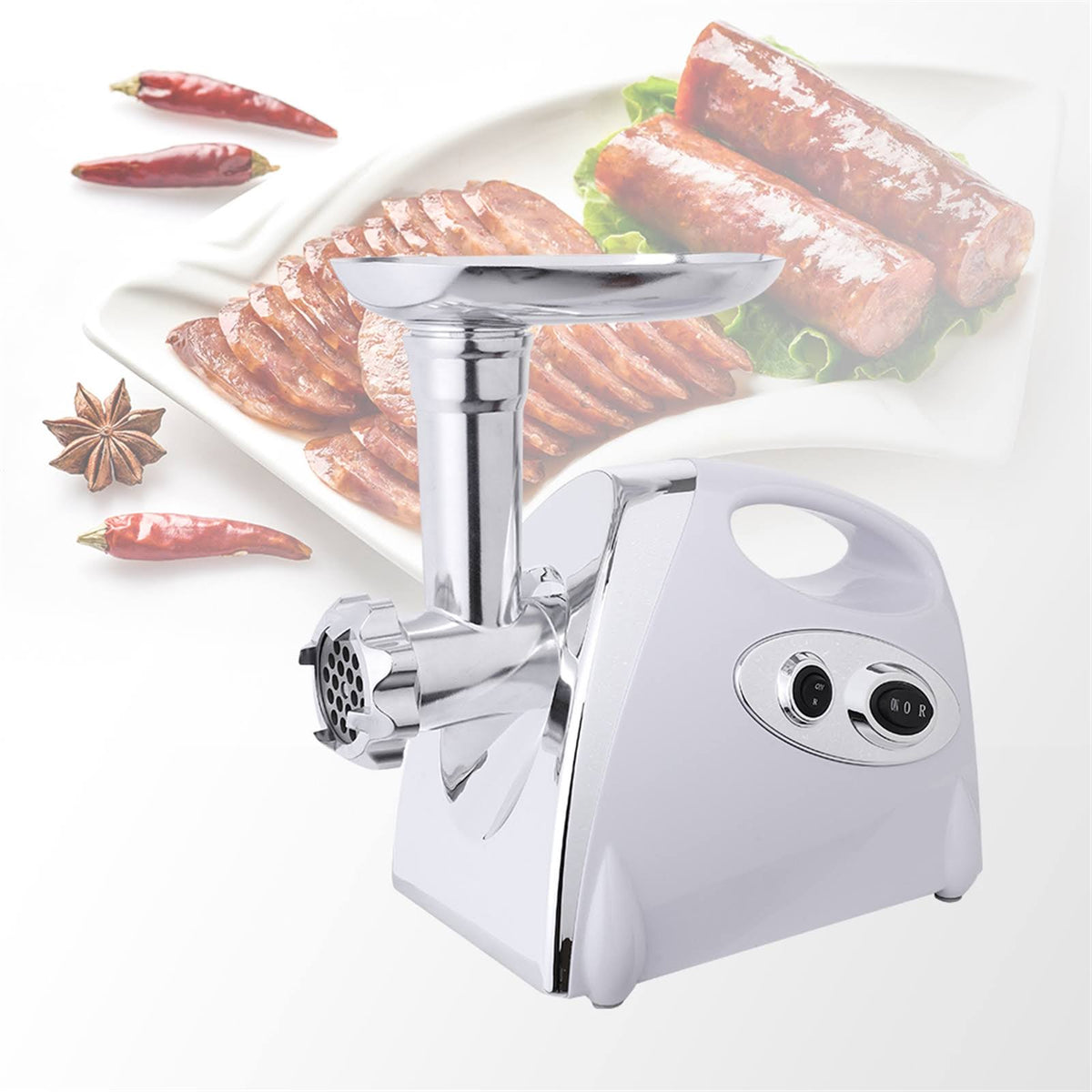 White Electric Meat Grinder Sausage Maker with Handle O415
