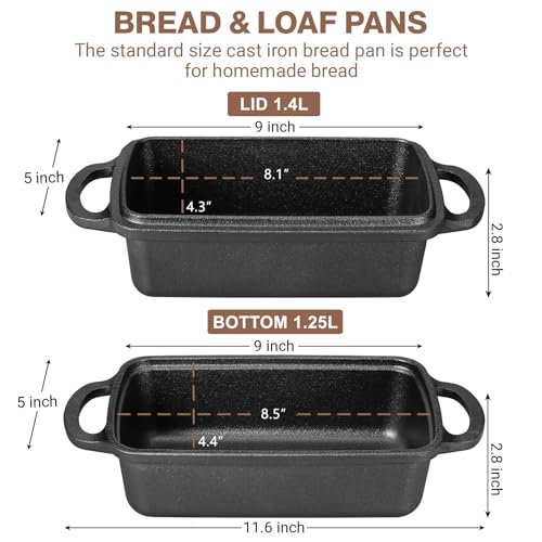 2 in 1 Cast Iron Bread Pan with Lid, Set of 2 F92331