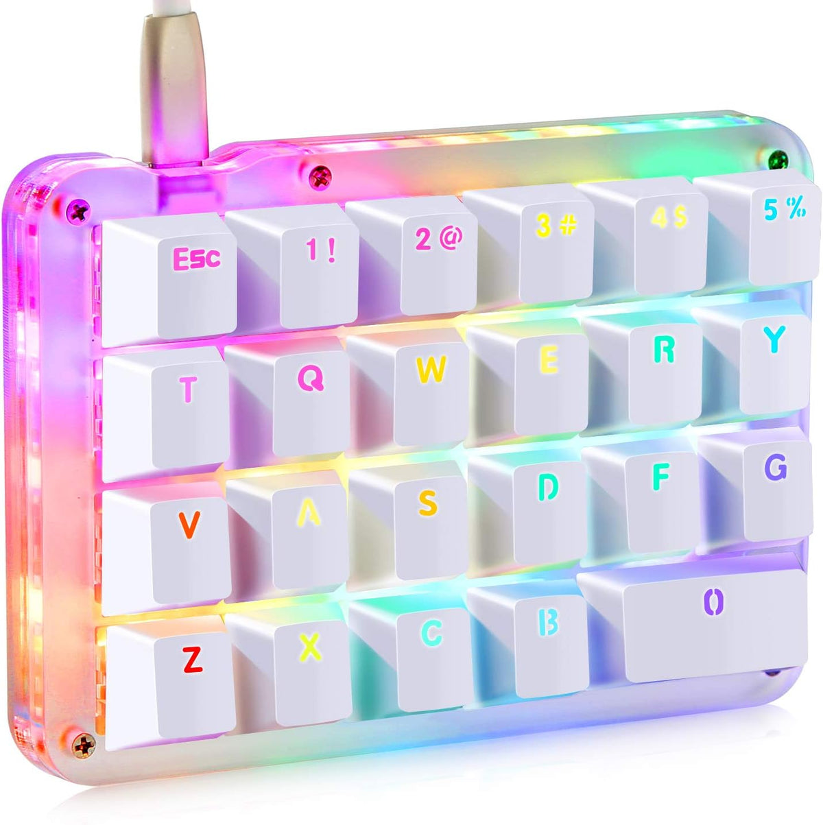 One Handed Macro Mechanical Keyboard with RGB LED Backlit D88684