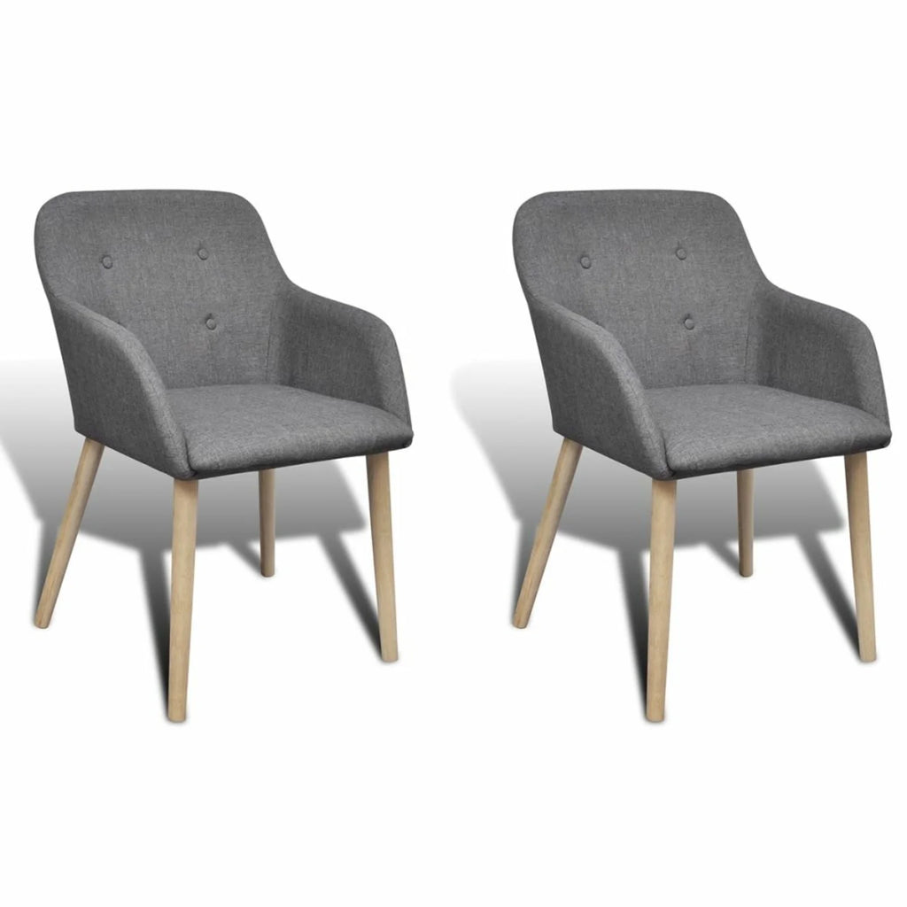 Dark Gray Fabric and Solid Oak Wood Dining Chairs 2 pcs Z4015