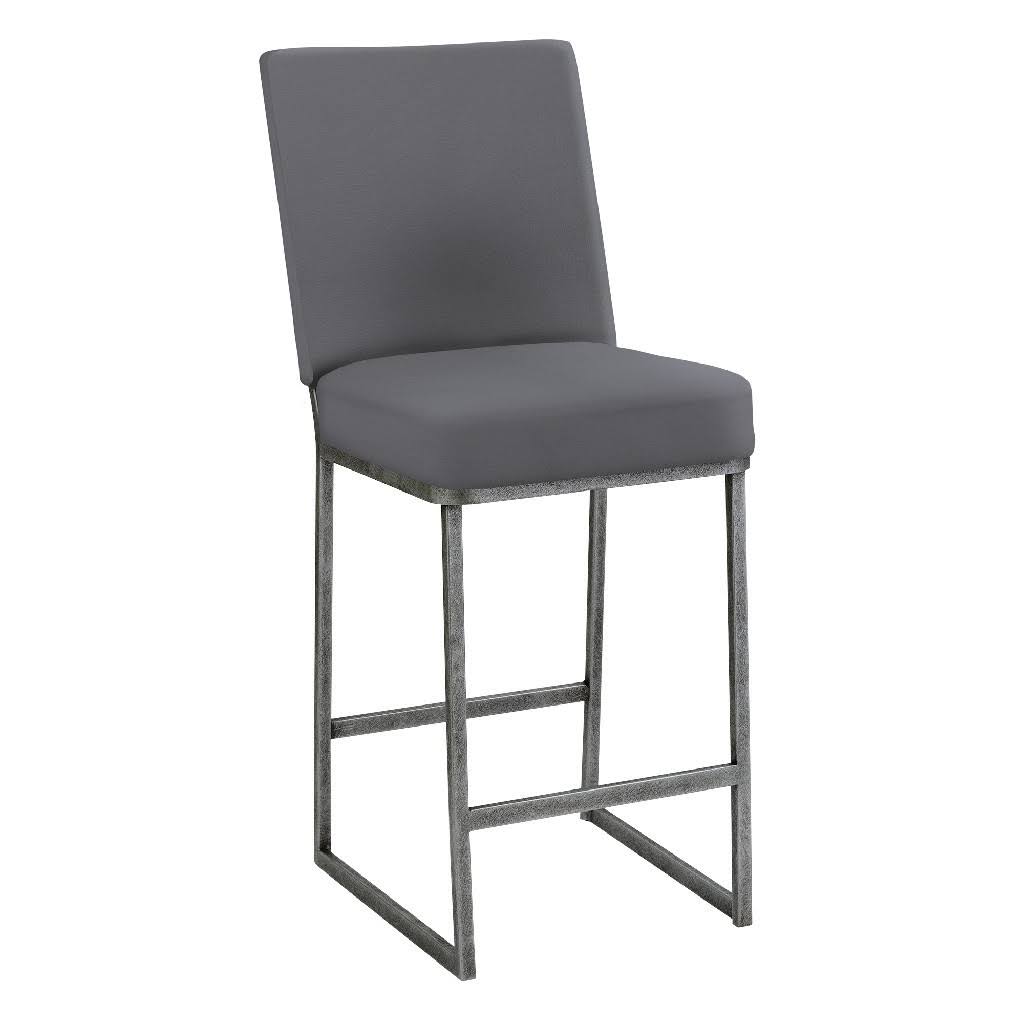 Dark Gray Metal Barstool with Faux Leather Z97798