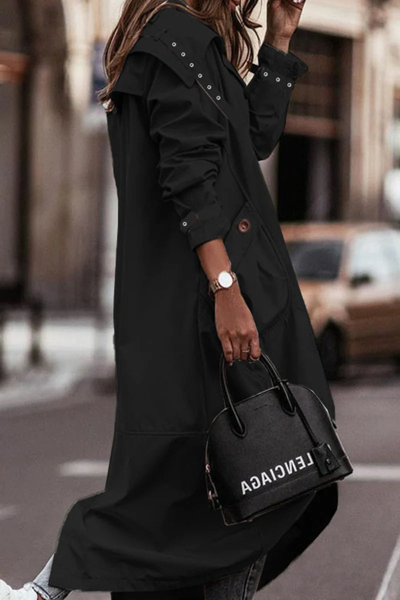 Solid Patchwork Turndown Collar Outerwear I361