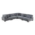 5-Piece Gray Corduroy Upholstered Modular Sectional R57107