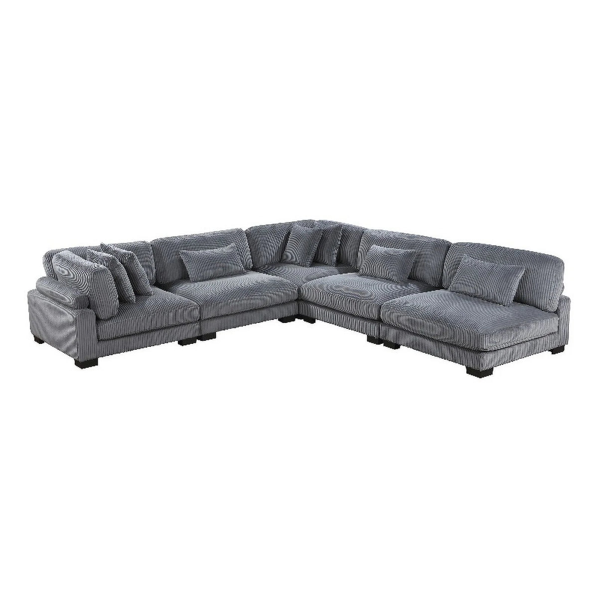 5-Piece Gray Corduroy Upholstered Modular Sectional R57107