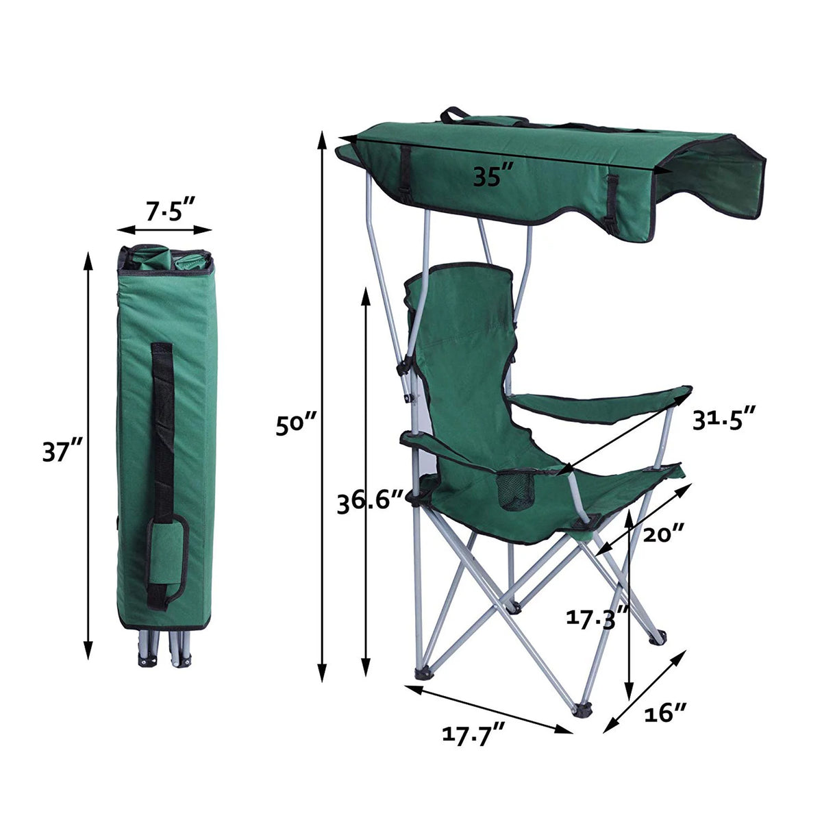 Green Folding Camping Chair with Cup Holder S4494