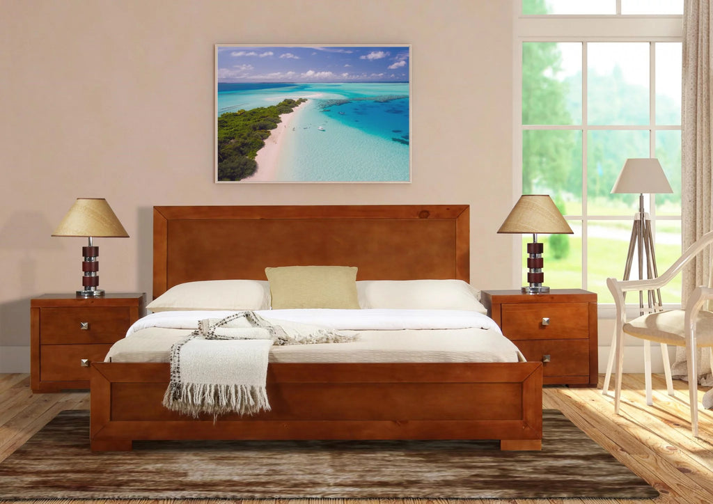 Cherry Wood Queen Size Platform Bed Q367979