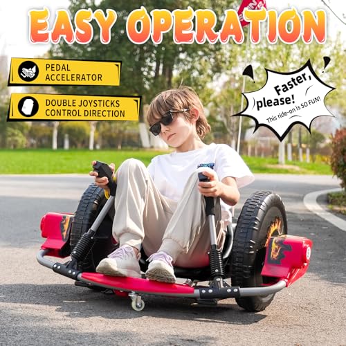 Electric Drift Kart with 16" Large Tyres, 360° Swivel Capability, Dual Lever Steering, 12V Ride On Toys (Red) P835423