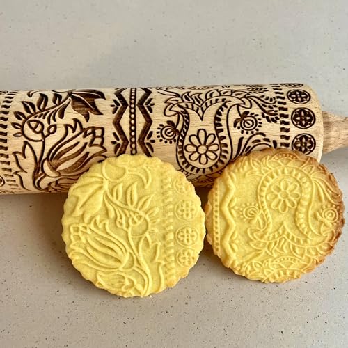 Lotus Flower Pattern Embossing Rolling Pin E902036