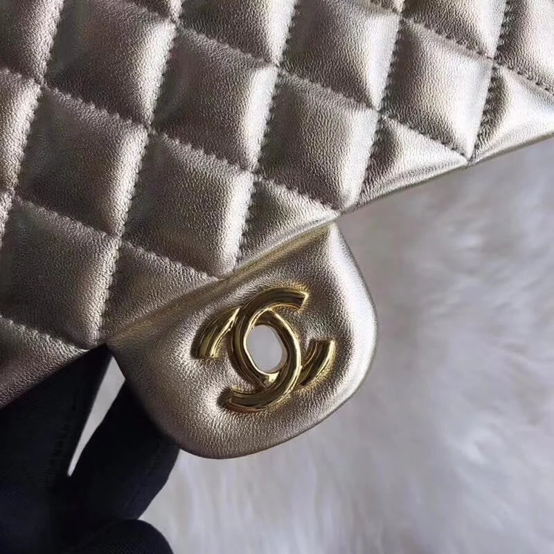 Gold Medium Size Lambskin Leather Flap Bag X55003