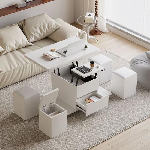 White Lift Top Coffee Table with Hidden Storage R45529