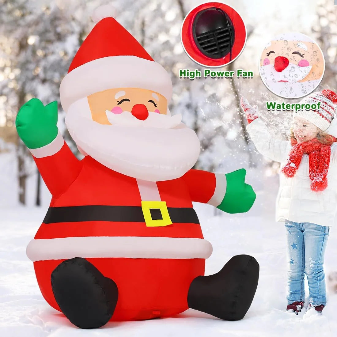 5 FT Christmas Inflatable Sitting Santa Claus with LED Lights V745