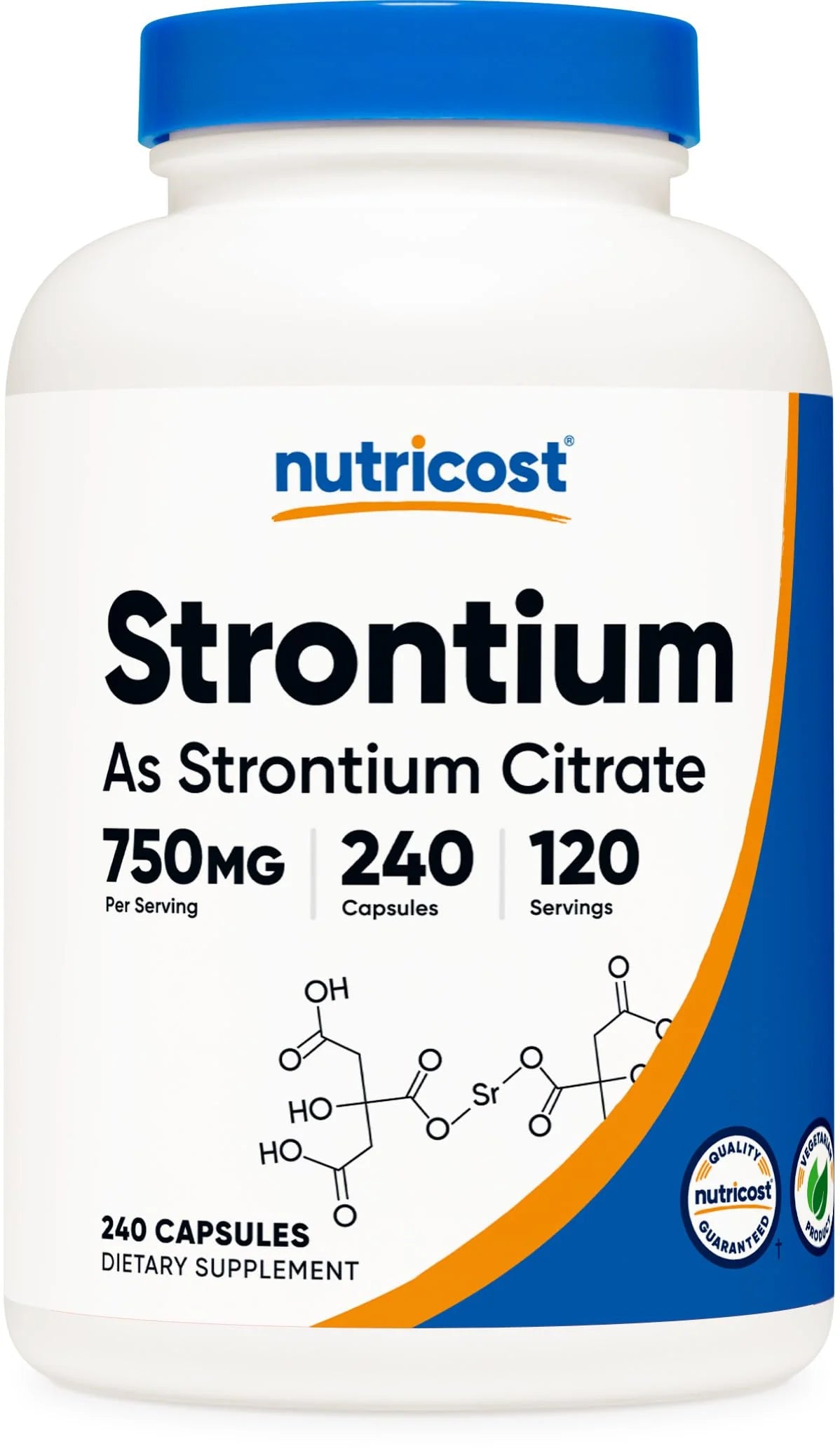 Strontium Capsules 750mg 240 Capsules Vegetarian Non-GMO Gluten Free G122486