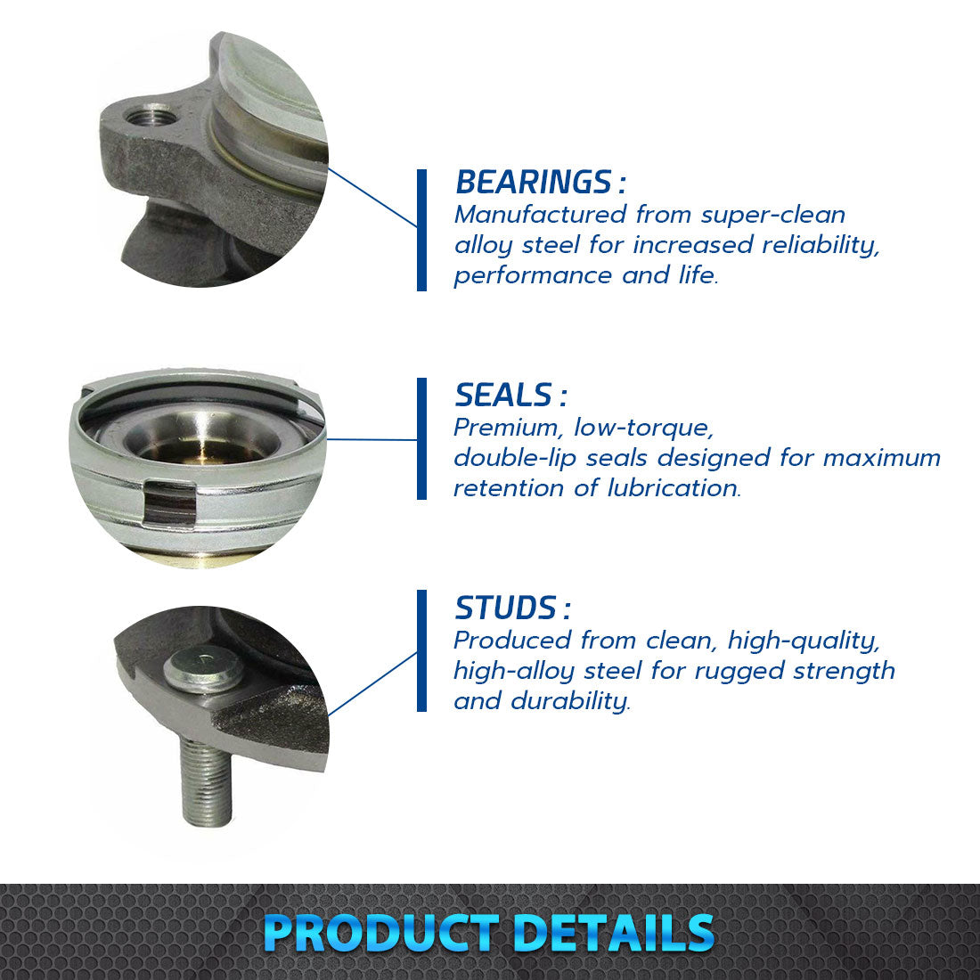 Pair Front Wheel Hub and Bearing Assembly G5550